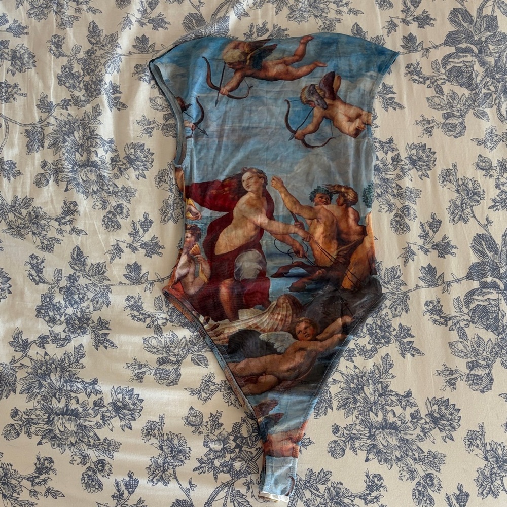 Zara Multicolor Angel Print Top - Picture 4 of 5
